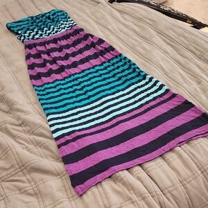 Express Striped Maxi Dress - Purple, Blue, And Teal Size M!